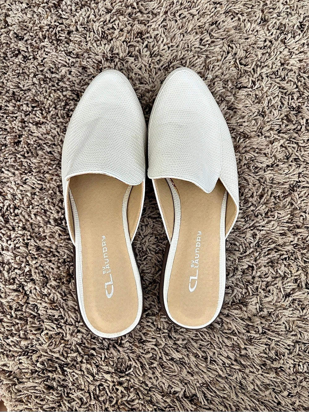 Chinese Laundry White Slip-On Mules